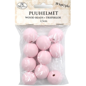 Puuhelmi 2,5cm vaaleanpunainen 10kpl