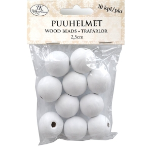 Puuhelmi 2,5cm valkoinen 10kpl