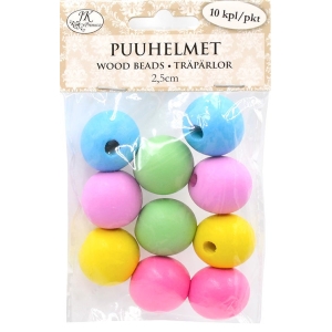 Puuhelmi 2,5cm värilajitelma 10kpl