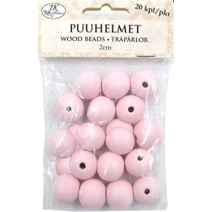 Puuhelmi 2cm vaaleanpunainen 20kpl