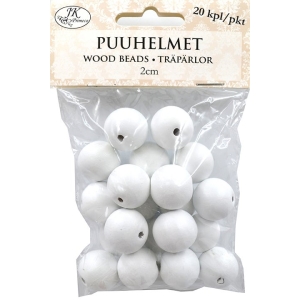 Puuhelmi 2cm valkoinen 20kpl
