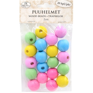 Puuhelmi 2cm värilajitelma 20kpl