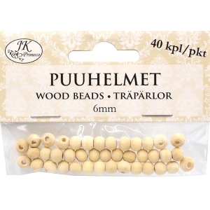 Puuhelmi 6mm natur 40kpl