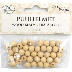 Puuhelmi 8mm natur 40kpl