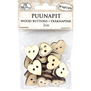 Puunappi 2cm sydän 20kpl