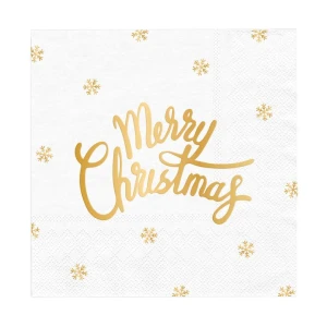 Servetti Merry Christmas valkoinen 10kpl