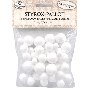Styrox-pallo lajitelma 50kpl
